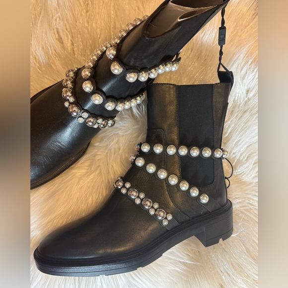zara pearls boots